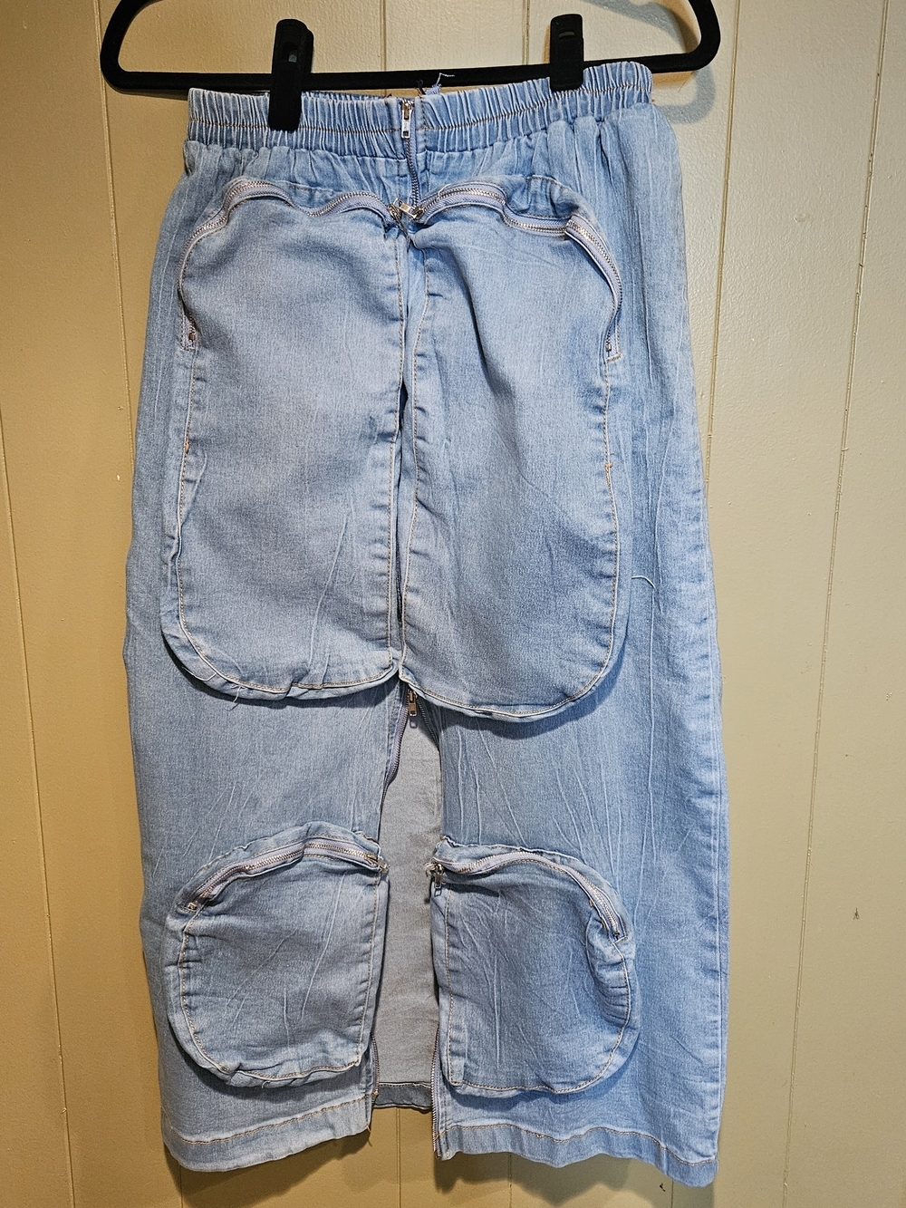 Daisy Size M Light Wash Denim Cargo Maxi Skirt | Y2K, Zip Pocket Streetwear
